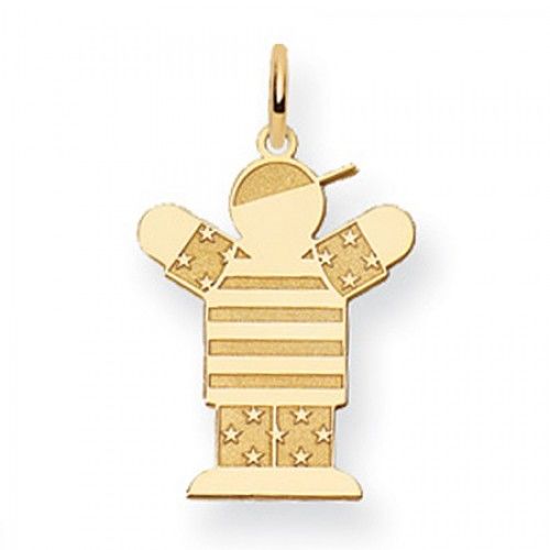 Patriotic Boy Charm in Yellow Gold - 14kt - Mirror Finish - Flattering - Women