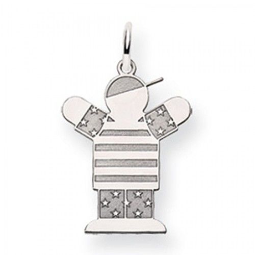 Patriotic Boy Charm in 14kt White Gold - Glossy Polish - Tempting - Women