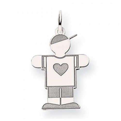 Heart Boy Charm in 14kt White Gold - Mirror Finish - Enticing - Women