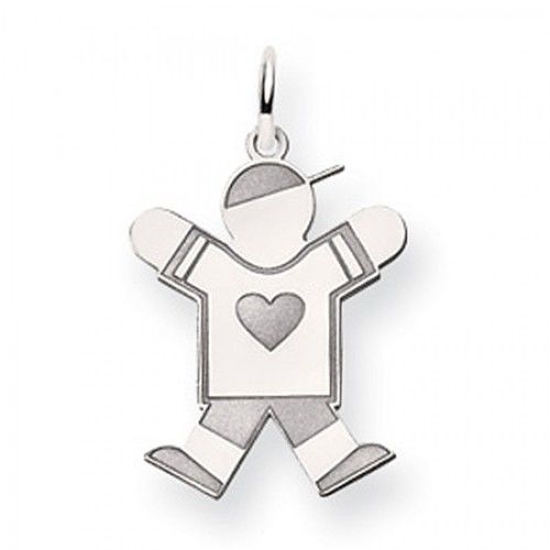 Heart Boy Charm in 14kt White Gold - Polished Finish - Radiant - Women