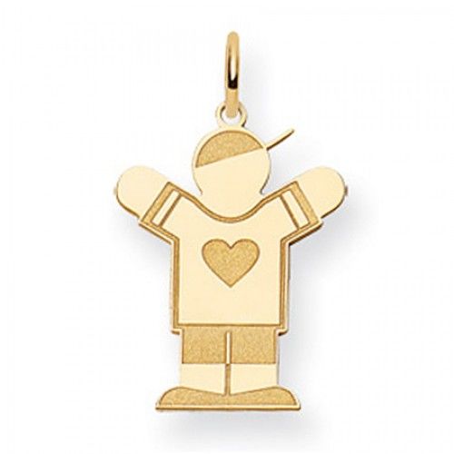 Heart Boy Charm in Yellow Gold - 14kt - Mirror Finish - Astonishing - Women