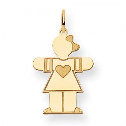 Heart Girl Charm in Yellow Gold - 14kt - Mirror Polish - Tantalizing - Women
