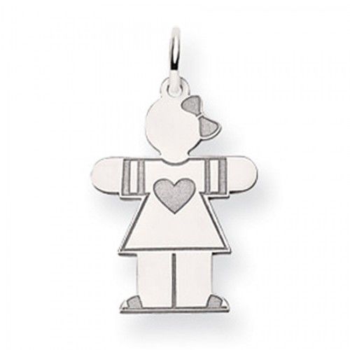 Heart Girl Charm in 14kt White Gold - Glossy Finish - Seductive - Women