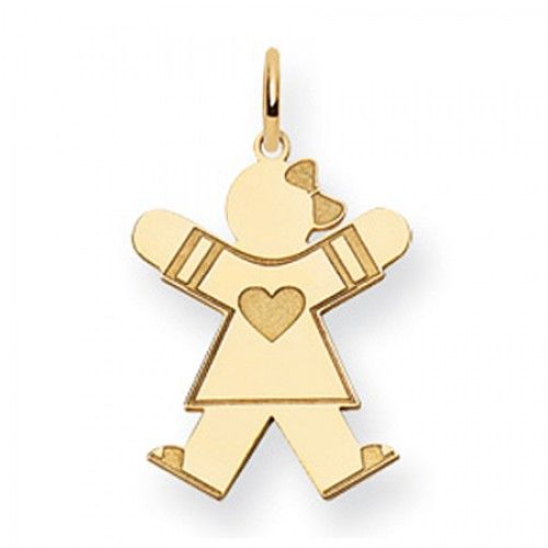Heart Girl Charm in Yellow Gold - 14kt - Glossy Polish - Lovable - Women