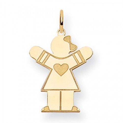 Heart Girl Charm in Yellow Gold - 14kt - Glossy Finish - Graceful - Women