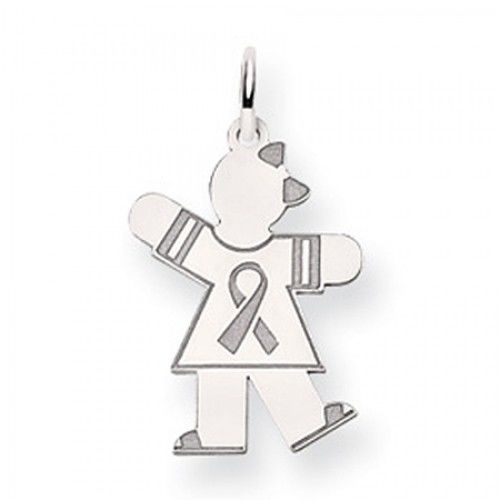 Breast Cancer Ribbon Girl Charm in 14kt White Gold - Classy - Women