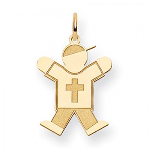 Cross Boy Charm in Yellow Gold - 14kt - Mirror Polish - Splendid - Women