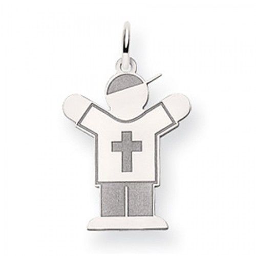 Cross Boy Charm in 14kt White Gold - Mirror Finish - Remarkable - Women