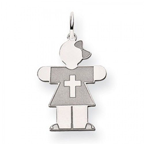 Cross Girl Charm in 14kt White Gold - Mirror Polish - Fetching - Women