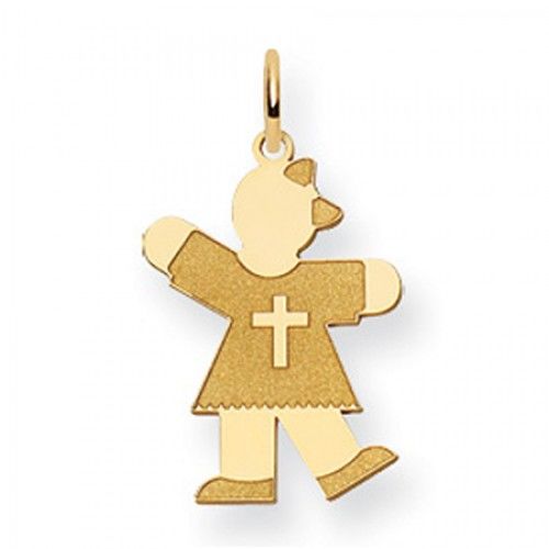 Cross Girl Charm in Yellow Gold - 14kt - Polished Finish - Astounding - Women