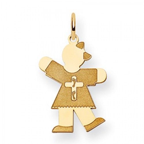 Cross Girl Charm in Yellow Gold - 14kt - Glossy Polish - Impressive - Women