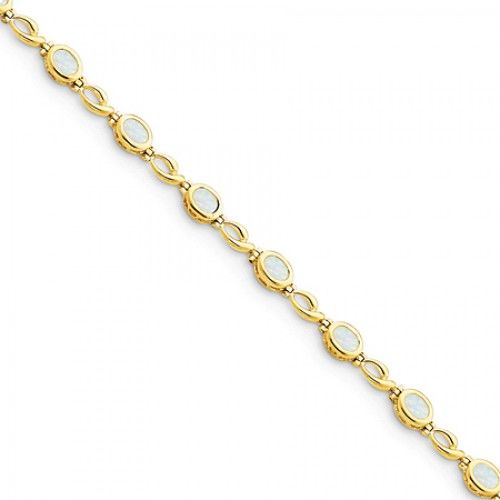 Oval Shape Opal Bracelet in Yellow Gold - 14kt - Stylish
