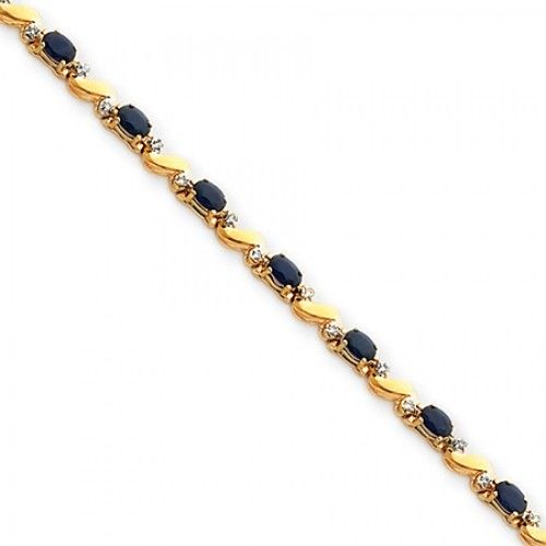 Oval Shape Sapphire and Diamond Bracelet in 14kt Yellow Gold - Astonishing