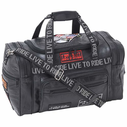 Diamond Plate&trade; Rock Design Genuine Leather LIVE TO RIDE Tote Bag