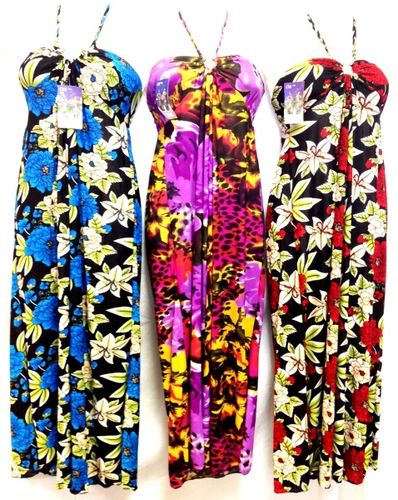 Floral Print Long Dresses Assorted Colors & Sizes Case Pack 12