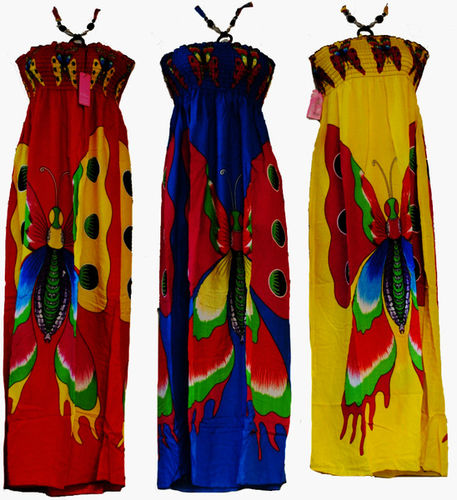 Long Length Bright Butterfly Print Summer Dresses Case Pack 12
