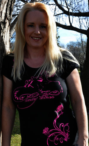 Pink Lady Biker Medium Black Short Sleeve T-Shirt