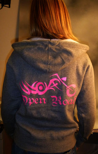 Open Road Zip-Up Grey/Pink Hoodies, X-Large