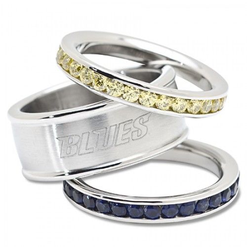 Women'S St Louis Blues Logo Crystal Stacked Ring Set Blue & Yellow