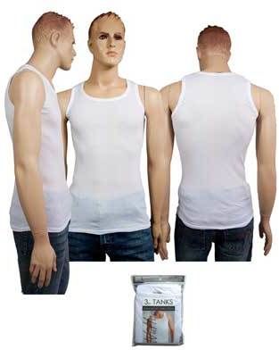 Men's White A-Shirt 3-Packs Case Pack 72