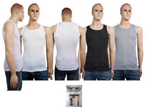 Men's Solid Color A-Shirt 3-Packs Case Pack 72