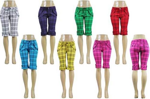 Women's Plaid Capri Pants Case Pack 72