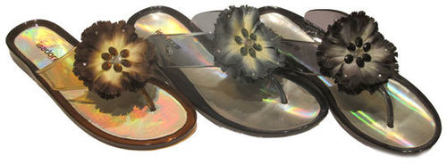 Women's Jelly Thong Sandals w/ Flower Adornment Case Pack 30
