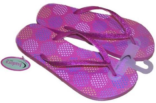 Women's Dotted Flip Flops w/ Glittered Straps Case Pack 36