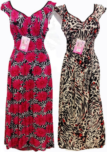 Ruffle Shoulder Long Length Floral Dresses Case Pack 12