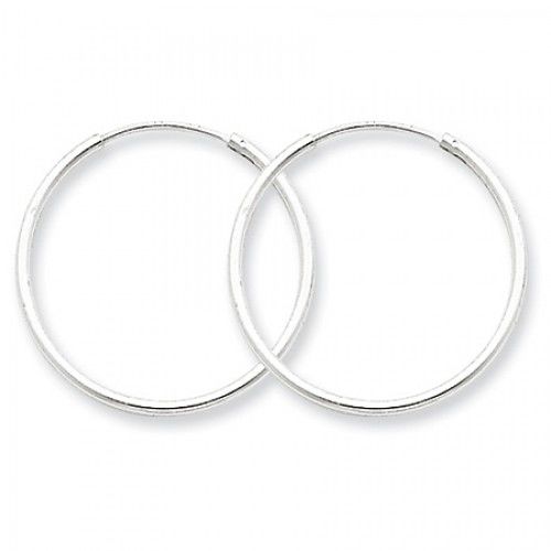 Sterling Silver Endless Hoop Earrings - 1.3mm X 24mm