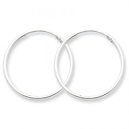 Sterling Silver Endless Hoop Earrings - 1.3mm X 25mm