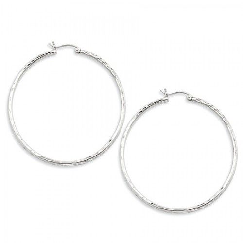Round Earrings - Hoop in Sterling Silver - Hinge Back - Women - Nice