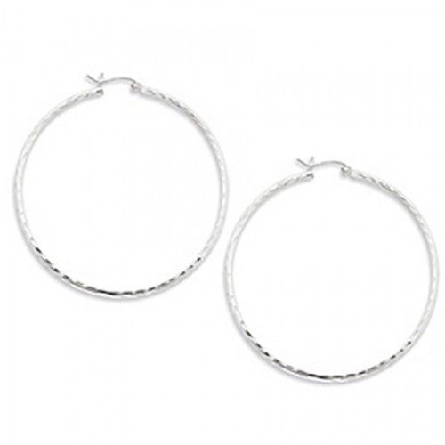 Round Earrings - Hoop in Sterling Silver - Notched with Hinge - Women - Pleasing