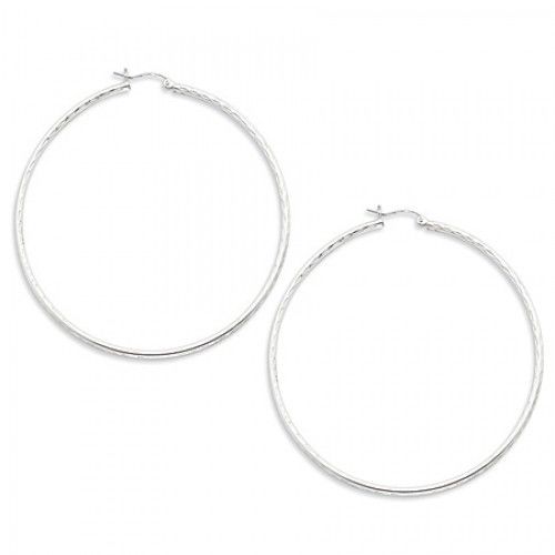 Round Earrings - Hoop in Sterling Silver - Notched Back - Women - Radiant