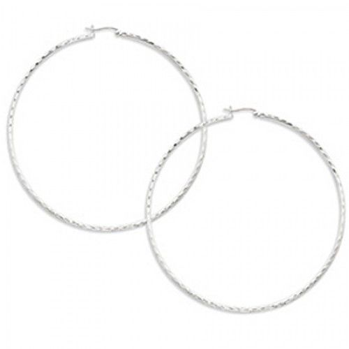 Round Earrings - Hoop in Sterling Silver - Notched W/ Post - Women - Shapely