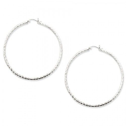Round Earrings - Hoop in Sterling Silver - Notched W/ Hinge - Women - Stunning