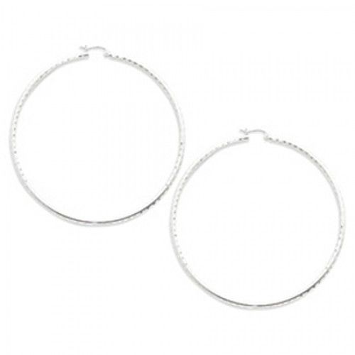 Round Earrings - Hoop in Sterling Silver - Notched with Hinge - Alluring