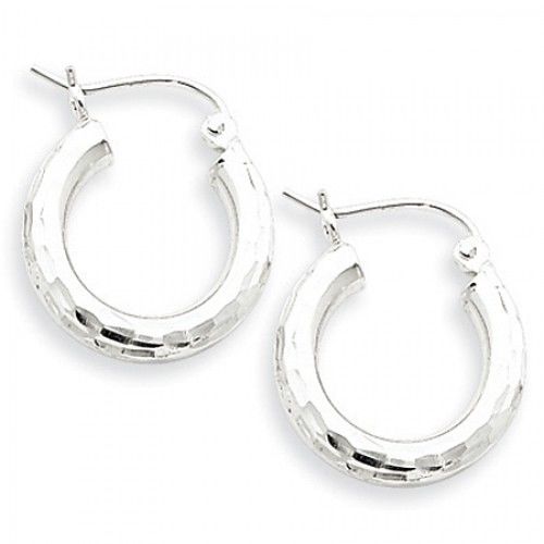 Round Earrings - Hoop in Sterling Silver - Notched Back - Women - Glamorous