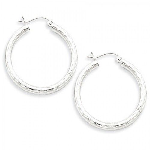 Round Earrings - Hoop in Sterling Silver - Post W/ Hinge - Women - Pleasant