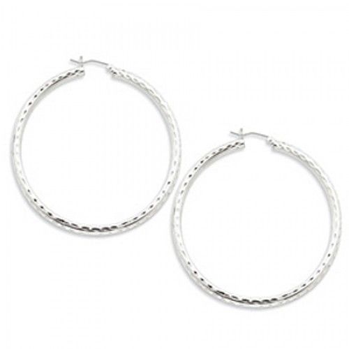 Round Earrings - Hoop in Sterling Silver - Post with Hinge - Women - Tasteful
