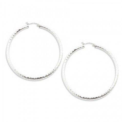 Round Earrings - Hoop in Sterling Silver - Notched Back - Women - Adorable