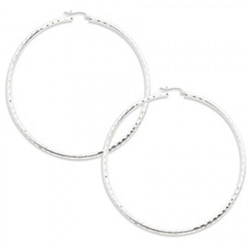 Round Earrings - Hoop in Sterling Silver - Notched W/ Post - Women - Mesmerizing