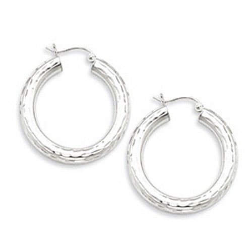Round Earrings - Hoop in Sterling Silver - Notched W/ Hinge - Women - Great