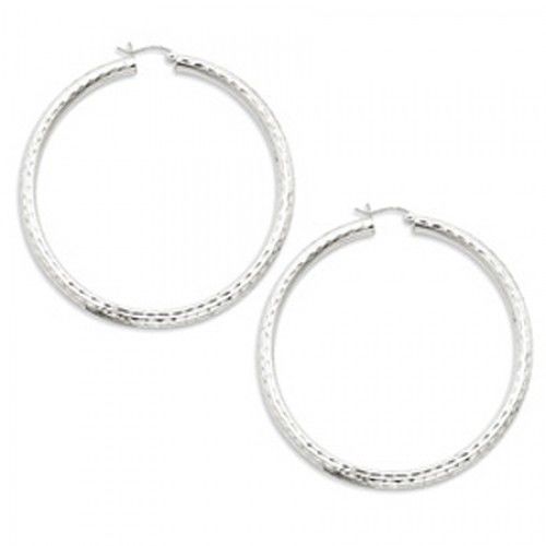 Round Earrings - Hoop in Sterling Silver - Notched W/ Post - Women - Neat