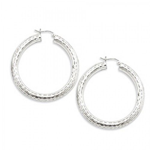 Round Earrings - Hoop in Sterling Silver - Post with Hinge - Compelling