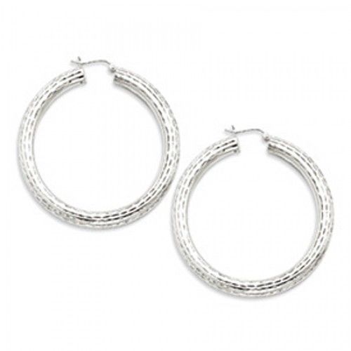 Round Earrings - Hoop in Sterling Silver - Notched Back - Women - Riveting