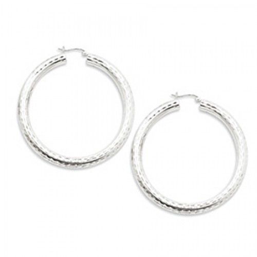 Round Earrings - Hoop in Sterling Silver - Hinge with Post - Women - Lovely