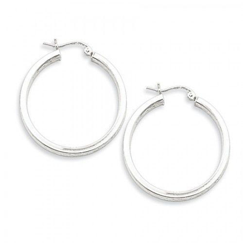 Round Earrings - Hoop in Sterling Silver - Post with Hinge - Women - Cute