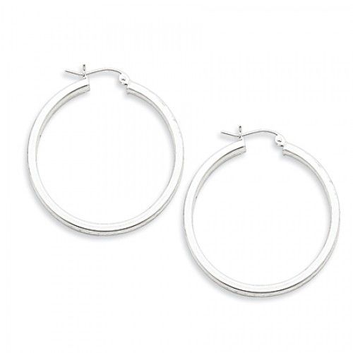 Round Earrings - Hoop in Sterling Silver - Notched Back - Women - Dazzling