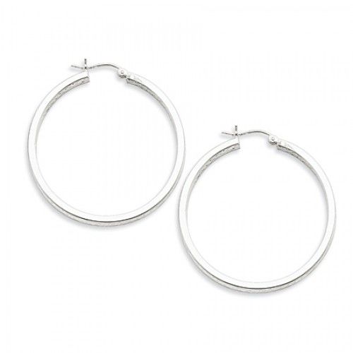 Round Earrings - Hoop in Sterling Silver - Hinge with Post - Women - Delightful